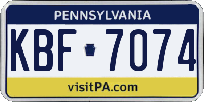 PA license plate KBF7074