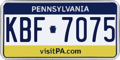 PA license plate KBF7075