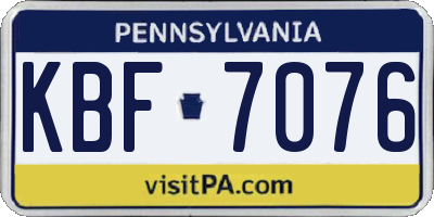 PA license plate KBF7076