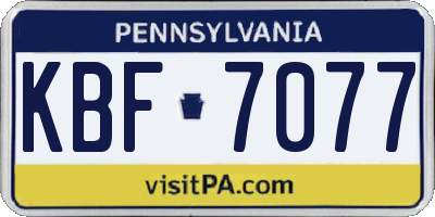 PA license plate KBF7077
