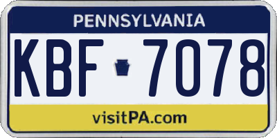 PA license plate KBF7078