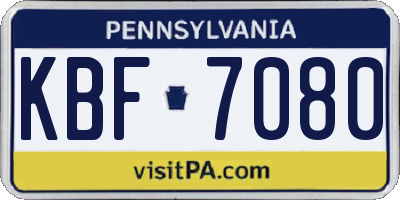 PA license plate KBF7080