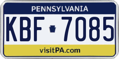 PA license plate KBF7085