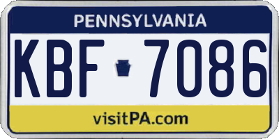 PA license plate KBF7086