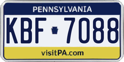 PA license plate KBF7088