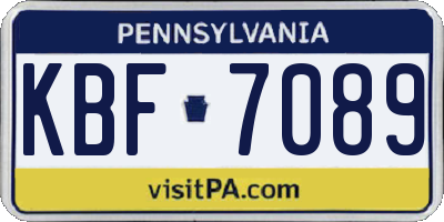 PA license plate KBF7089