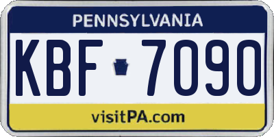 PA license plate KBF7090