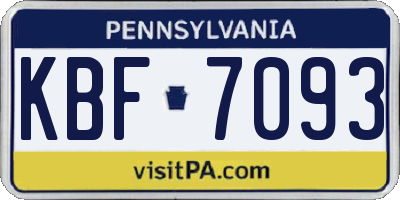 PA license plate KBF7093