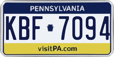 PA license plate KBF7094