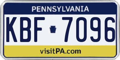 PA license plate KBF7096