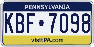 PA license plate KBF7098
