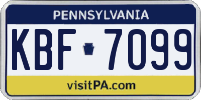 PA license plate KBF7099