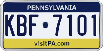 PA license plate KBF7101