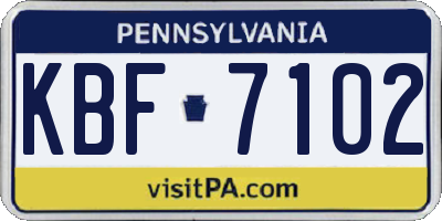 PA license plate KBF7102