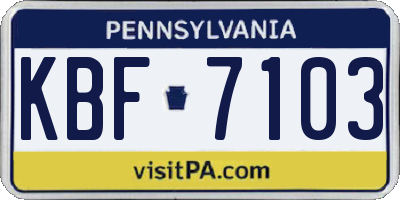 PA license plate KBF7103