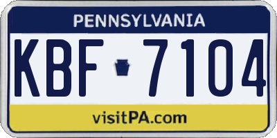 PA license plate KBF7104