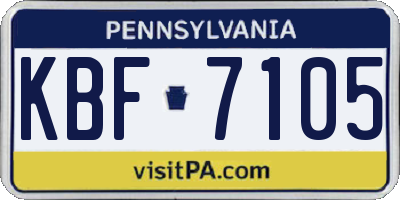 PA license plate KBF7105
