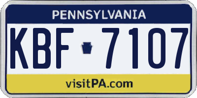 PA license plate KBF7107