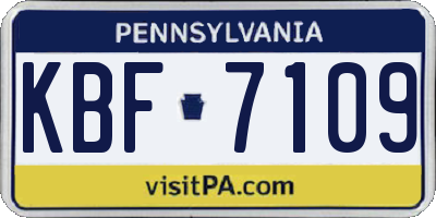 PA license plate KBF7109