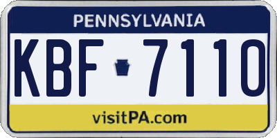 PA license plate KBF7110