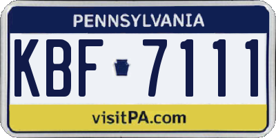 PA license plate KBF7111