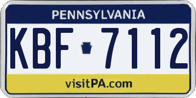 PA license plate KBF7112