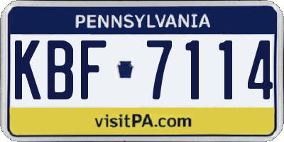 PA license plate KBF7114