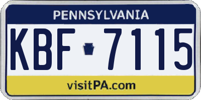 PA license plate KBF7115