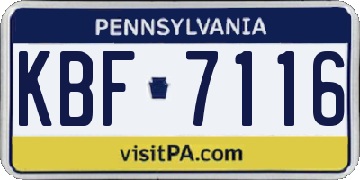 PA license plate KBF7116