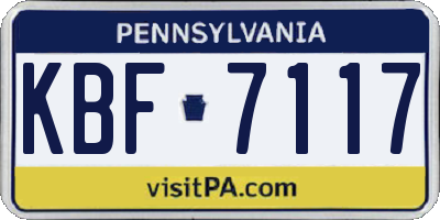 PA license plate KBF7117