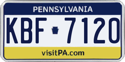 PA license plate KBF7120