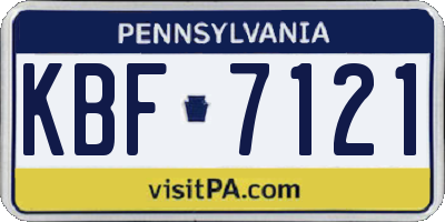 PA license plate KBF7121