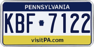 PA license plate KBF7122
