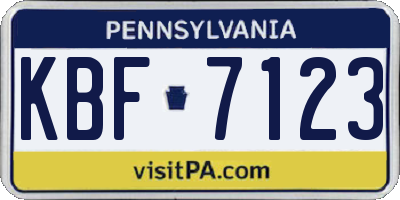 PA license plate KBF7123