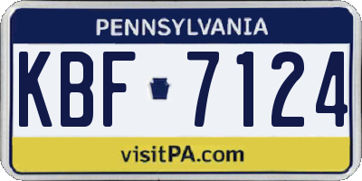 PA license plate KBF7124