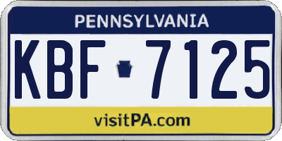 PA license plate KBF7125
