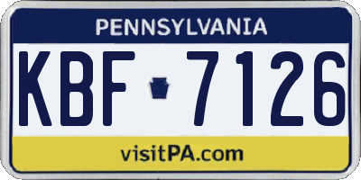 PA license plate KBF7126