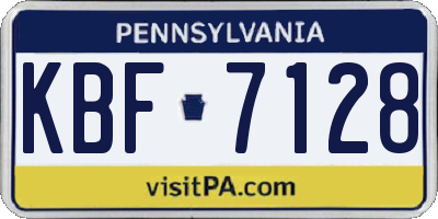 PA license plate KBF7128