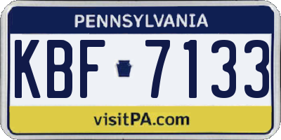 PA license plate KBF7133