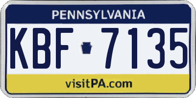 PA license plate KBF7135