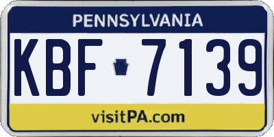 PA license plate KBF7139