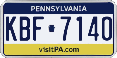 PA license plate KBF7140