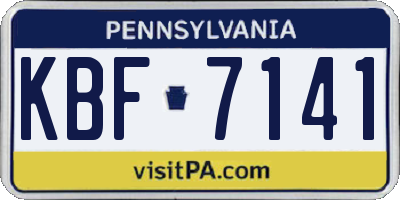 PA license plate KBF7141