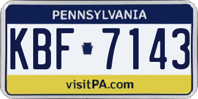 PA license plate KBF7143