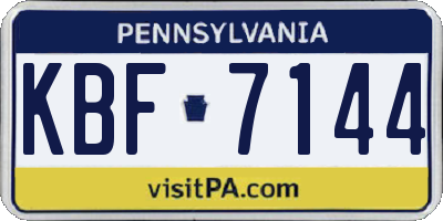PA license plate KBF7144