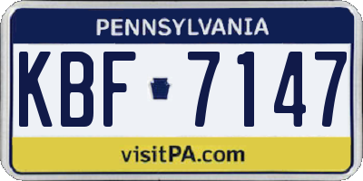 PA license plate KBF7147