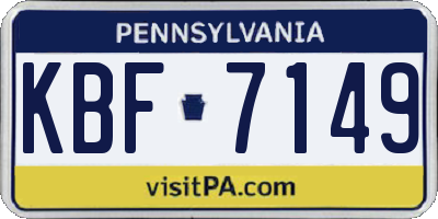 PA license plate KBF7149