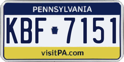 PA license plate KBF7151