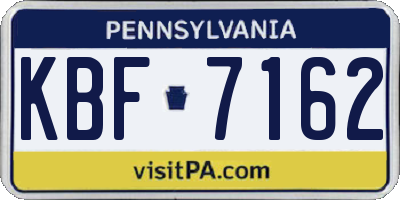 PA license plate KBF7162