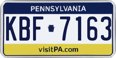 PA license plate KBF7163